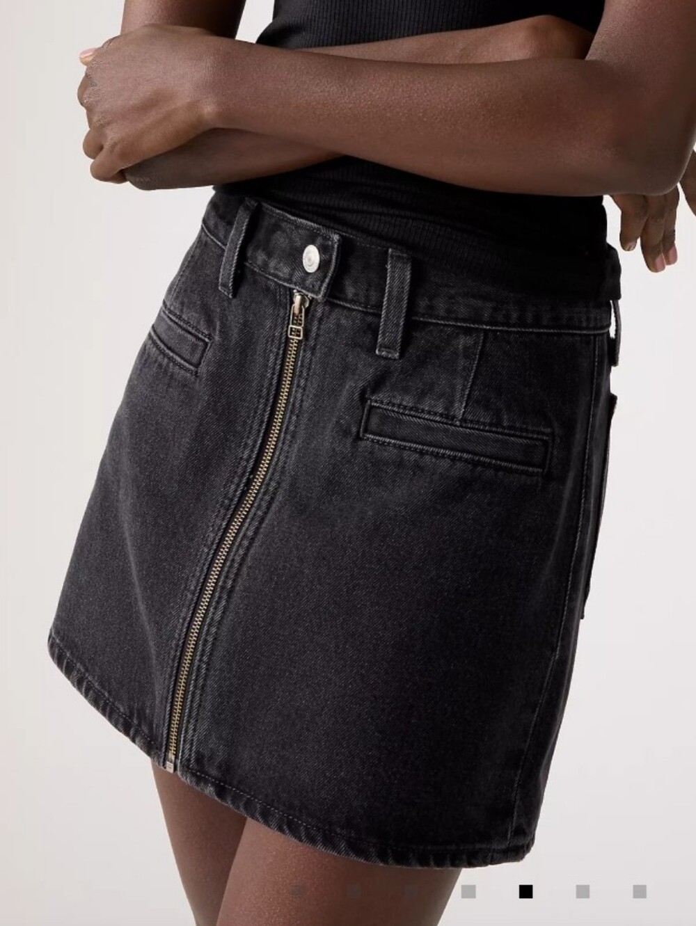 Levi's Black Moto Icon Denim Front-Zip Mini Skirt